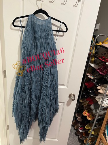 Pre-owned Zara Woman Limited Edition Halter Neck Fringe Dress Size: S - M Ref:2488/103 In Blue