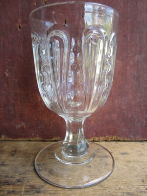 Antique EAPG Civil War Era New England Pillar Pattern Glass Goblet 1850-1870