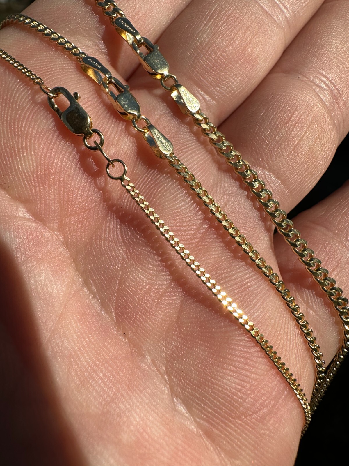 Pre-owned Silver Men's Ladies Solid 14k Yellow Gold Micro 1.5-3mm Miami Cuban Link Chain Necklace
