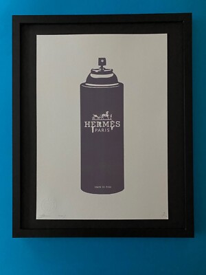 DEATH NYC Hand Signed LARGE Print Framed 16x20in COA HERMES SPRAY CAN BRAINWASHB