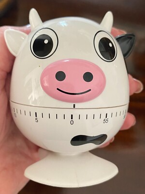 JOIE Mechanical 60 Minute Kitchen Cook TIMER Black and White Cow