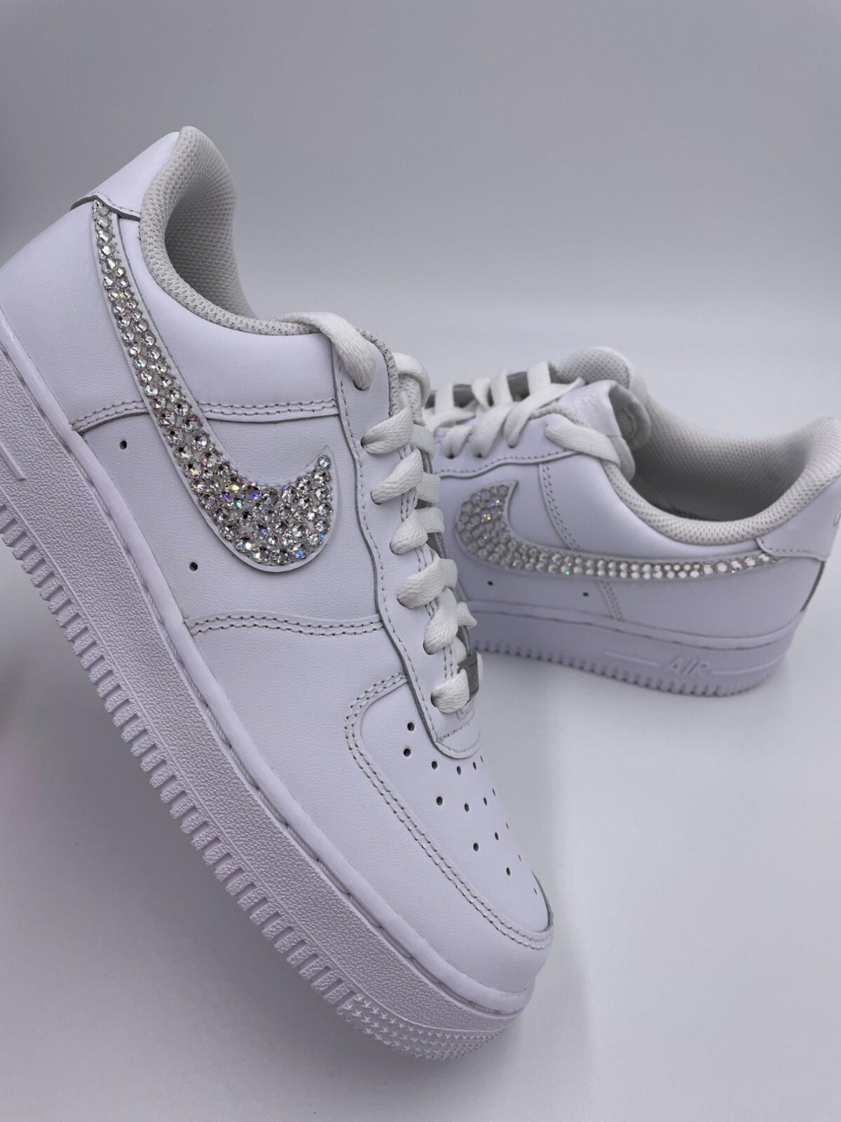 Pre-owned Swarovski Nike Air Force 1 '07 Shoes With  Crystal Bling Shoes In White