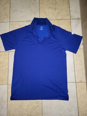 Fabletics Polo Shirt Mens Large Blue Training Day Golf Athleisure Wicking Summer