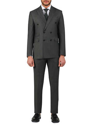 Di'nucci Gray With Light Blue Stripe Double Breasted Suit