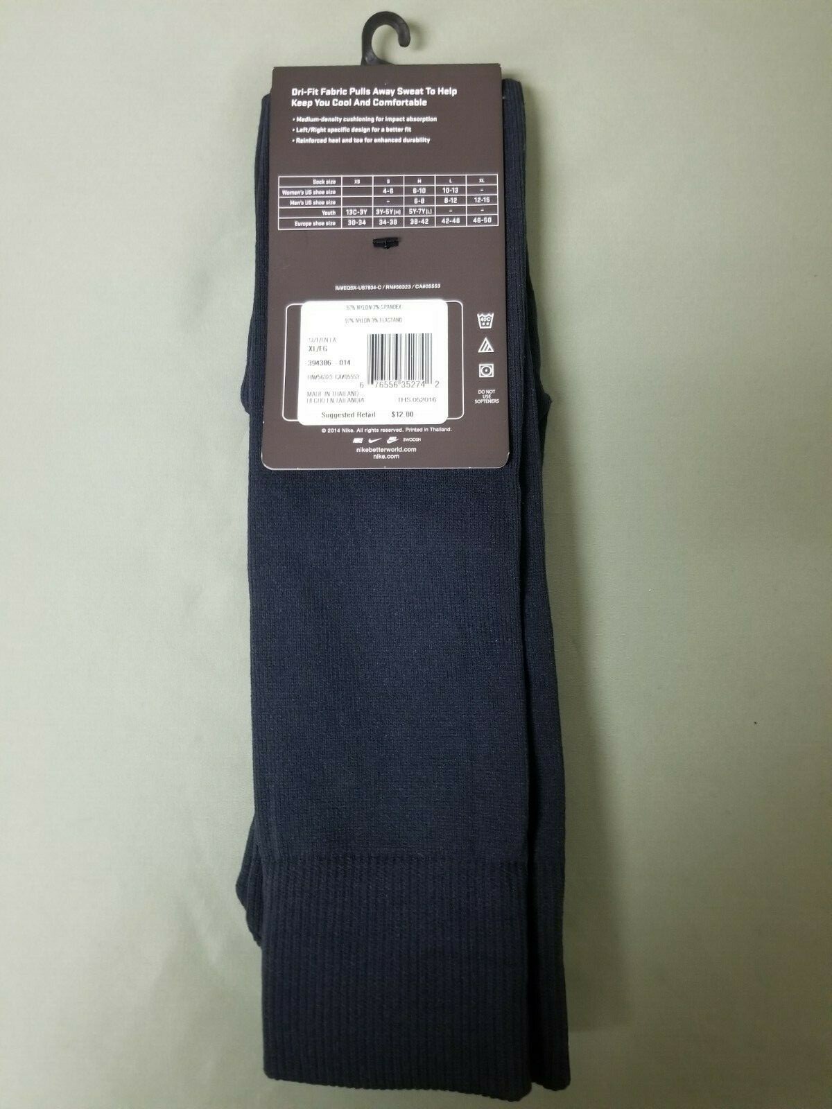 New Mens Nike Classic Cushioned Over The Calf Soccer Sock.