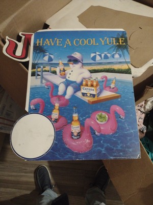  Corona Beer Cardboard Store Display Sign Ad ''Have A Cool Yule''  19'' X 16'' Aprox