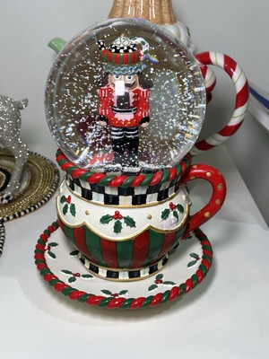 Mackenzie Childs Teapot Nutcracker Snow Globe