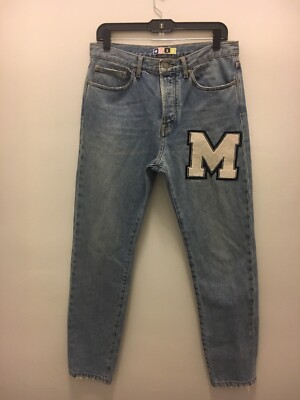 MSGM Patch Light Wash Denim Jeans Milan Italy 31 Straight Slim Leg