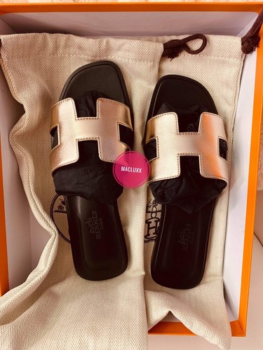 Hermes Oran Sandals Rosegold Size 35 | eBay