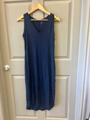 Women's Jersey Regular-Fit Sleeveless v-Neck Dress MEDIUM NAVY AM1