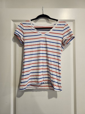 Womens Gap Short Sleeve Favorite Tee White, Red, And Blue Size S