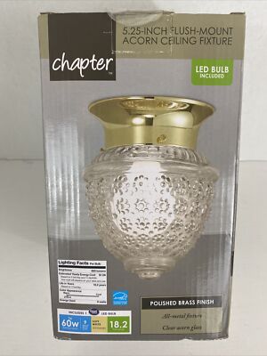 CHAPTER 5.25'' ACORN INDOOR CEILING FLUSHMOUNT LED LIGHT POLISHED BRASS BRAND NEW