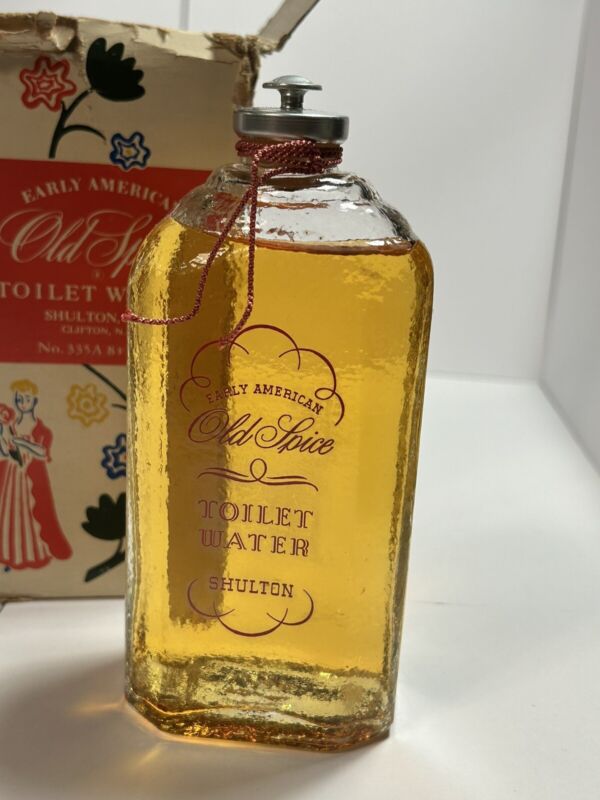 Vintage Shulton Early American Old Spice Toilet Water 4 oz. Glass Bottle & Box