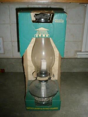 Vintage NEW NOS Kaadan Patio Lamp & Wind Guard Oil Lamp in Box