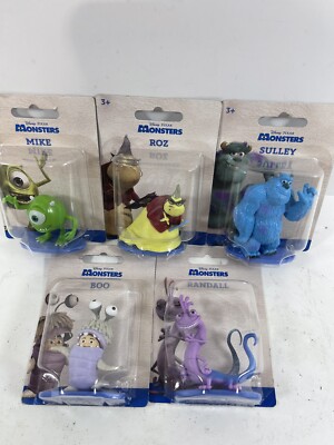 5 Disney Pixar Monsters Inc Mike Sulley Randall Roz Boo 2.5'' Figures Brand New !
