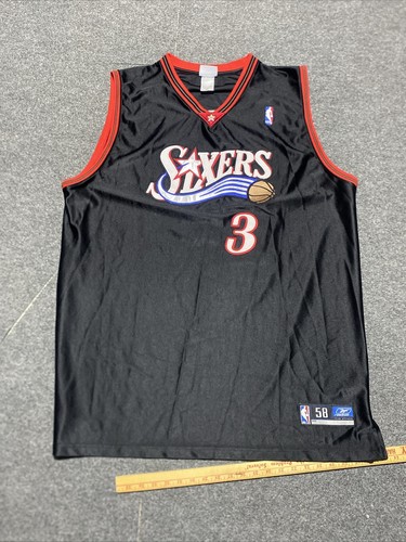 人気商品、リーボック、SIXERS、IVERSON3番、2XLサイズ、 Authentic Reebok Allen Iverson #3 Philadelphia 76ers Size 58
