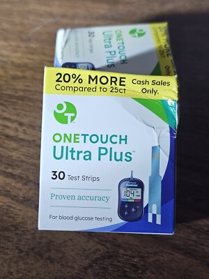 OneTouch Ultra Plus 30 Blood Glucose Test Strips, Exp. on 02/28/2026 NEW SEALED