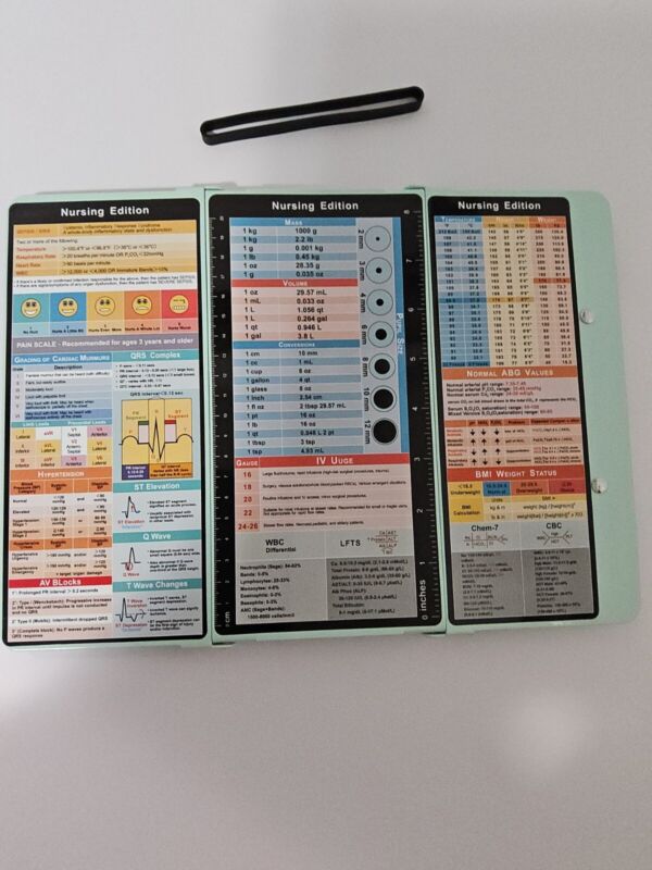 Nursing Clipboard Foldable Notepad & Medical Edition Cheat Sheets 3 Layers Mint