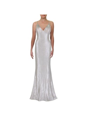 

AIDAN MATTOX Женское бежевое торжественное платье на тонких бретельках в полный рост с русалкой, Бежевый