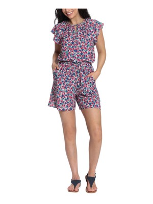 

LONDON TIMES Женские синие шорты с завязками на талии и развевающимися рукавами Romper Petites, Синий