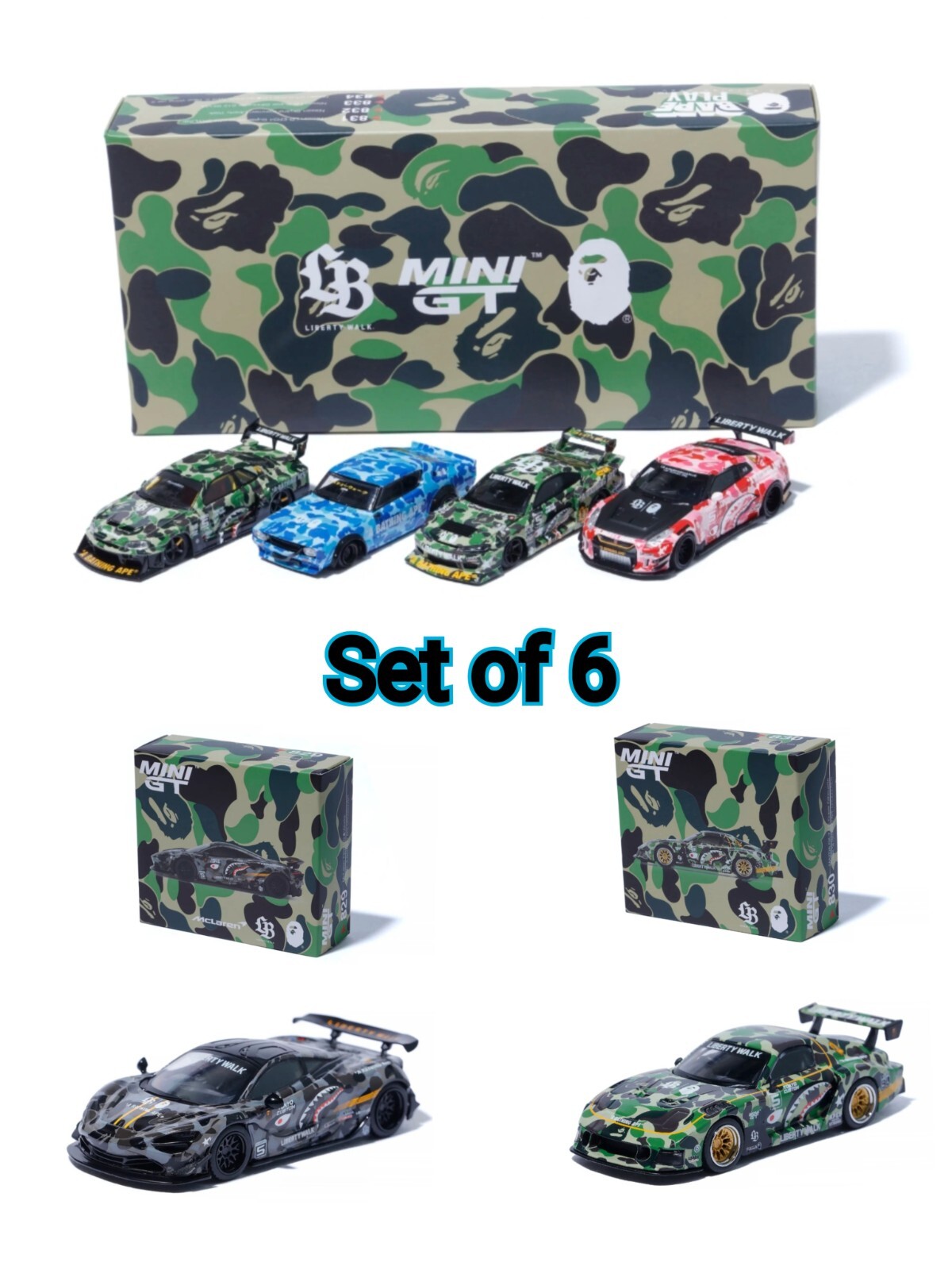 BAPE x LBWK NISSAN 1/64 4PCS SET &MCLARREN 720S MINI GT&FD BAPE x LBWK NISSAN 1/64 4PCS SET &MCLARREN 720S MINI GT&FD