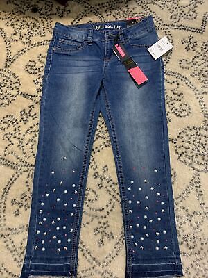 NWT-Girls Lee Super Stretch Ankle Crop Jeans-Size 7, With Pearls At The End