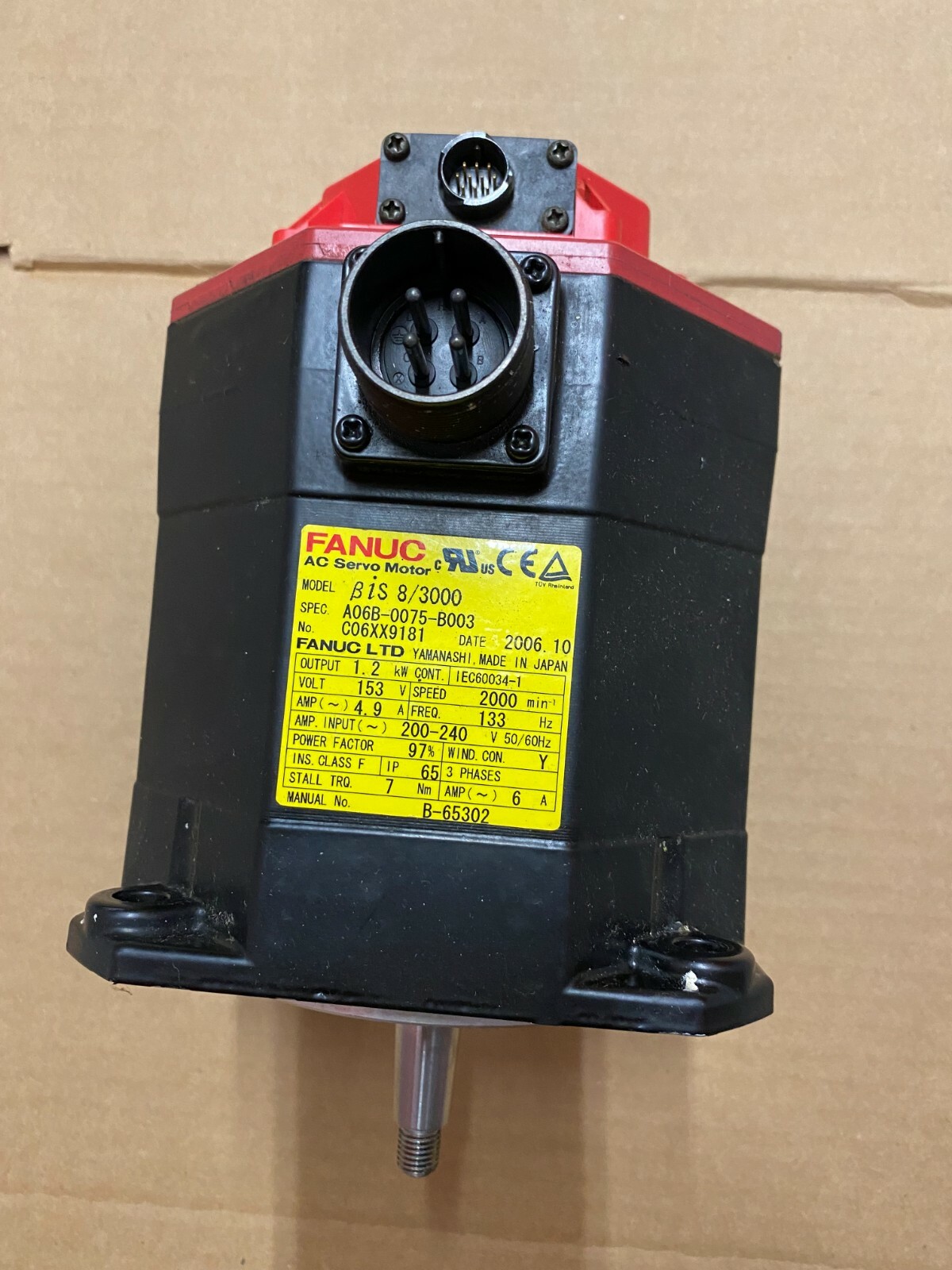 FANUC AC Servo Motor BIS 8/3000 A06B-0075-B003 US Seller NDA FANUC AC Servo Motor BIS 8/3000 A06B-0075-B003 US Seller NDA