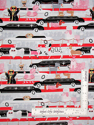 Puparazzi Pups Poodle Dogs Limo Cars Stars Cotton Fabric Studio E By The Yard