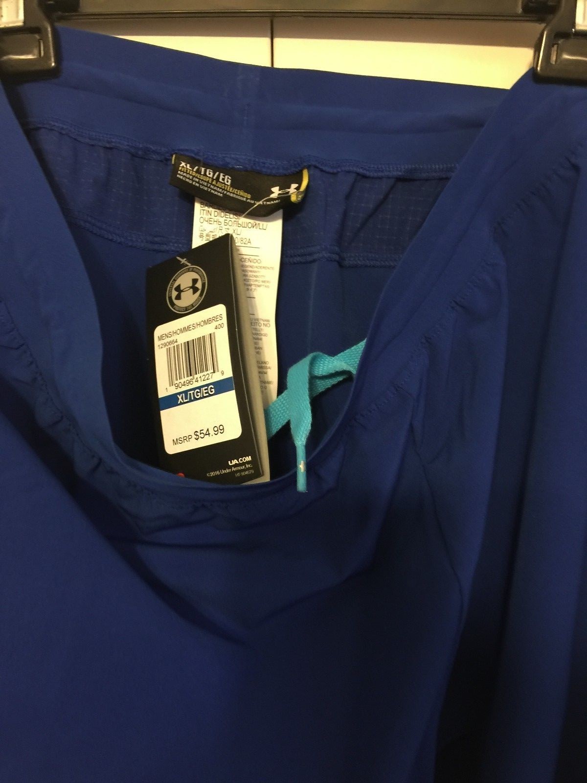 Mens Under Armour Size XL Heat Gear Elastic Waist Fitted Royal Blue Shorts NWT