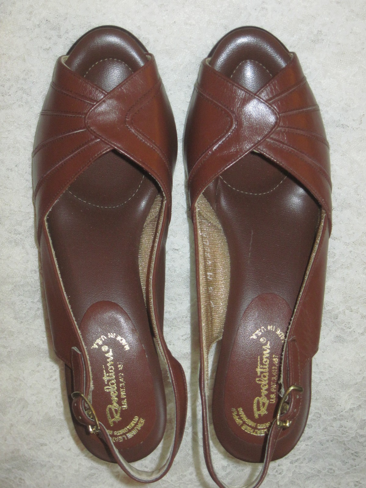 Vintage 1970's Brown Leather Open Toe Strappy Heels by Revelations 5.5