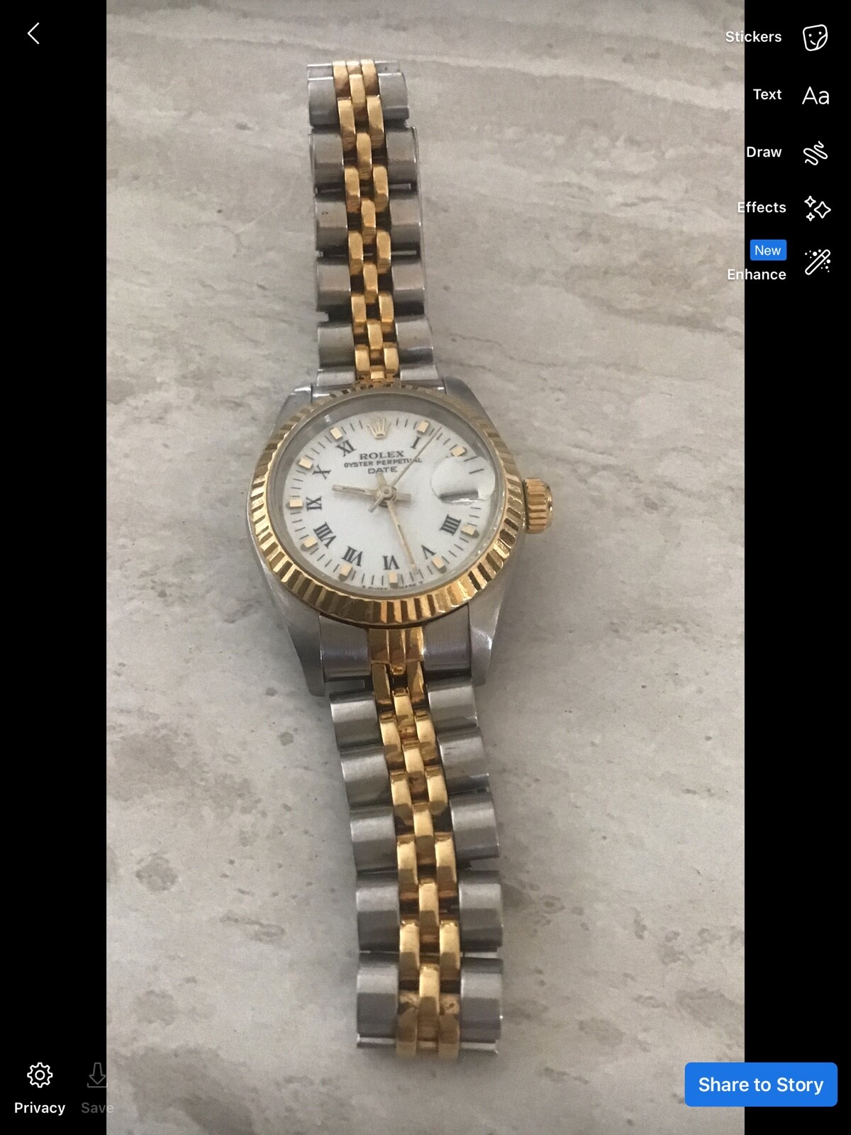 Pre-owned Rolex Barely Used Ladies  Watch 18kt Yellow Gold Without Box And Papers