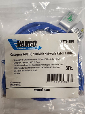 CAT6-3BU Vanco Category 6 (UTP) 500 MHz Network Patch Cable