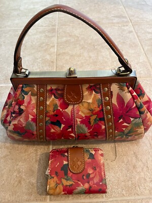 PATRICIA NASH NEMOLI FRAME FLORAL HANDBAG AND IBERIA WALLET RETAIL $368 NWT