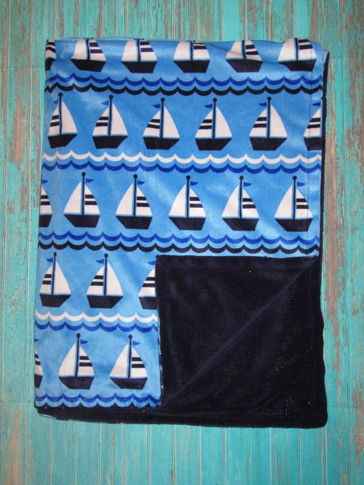 HTF Nautica Kids Sailboat Baby Blanket