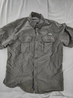 Magellan Shirt Mens XL Gray Relaxed Fit Fish Gear Button Vented Pockets