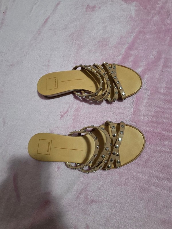 Dolce Vita Pinta Cafe Brown Studded Strappy Flat Sandals