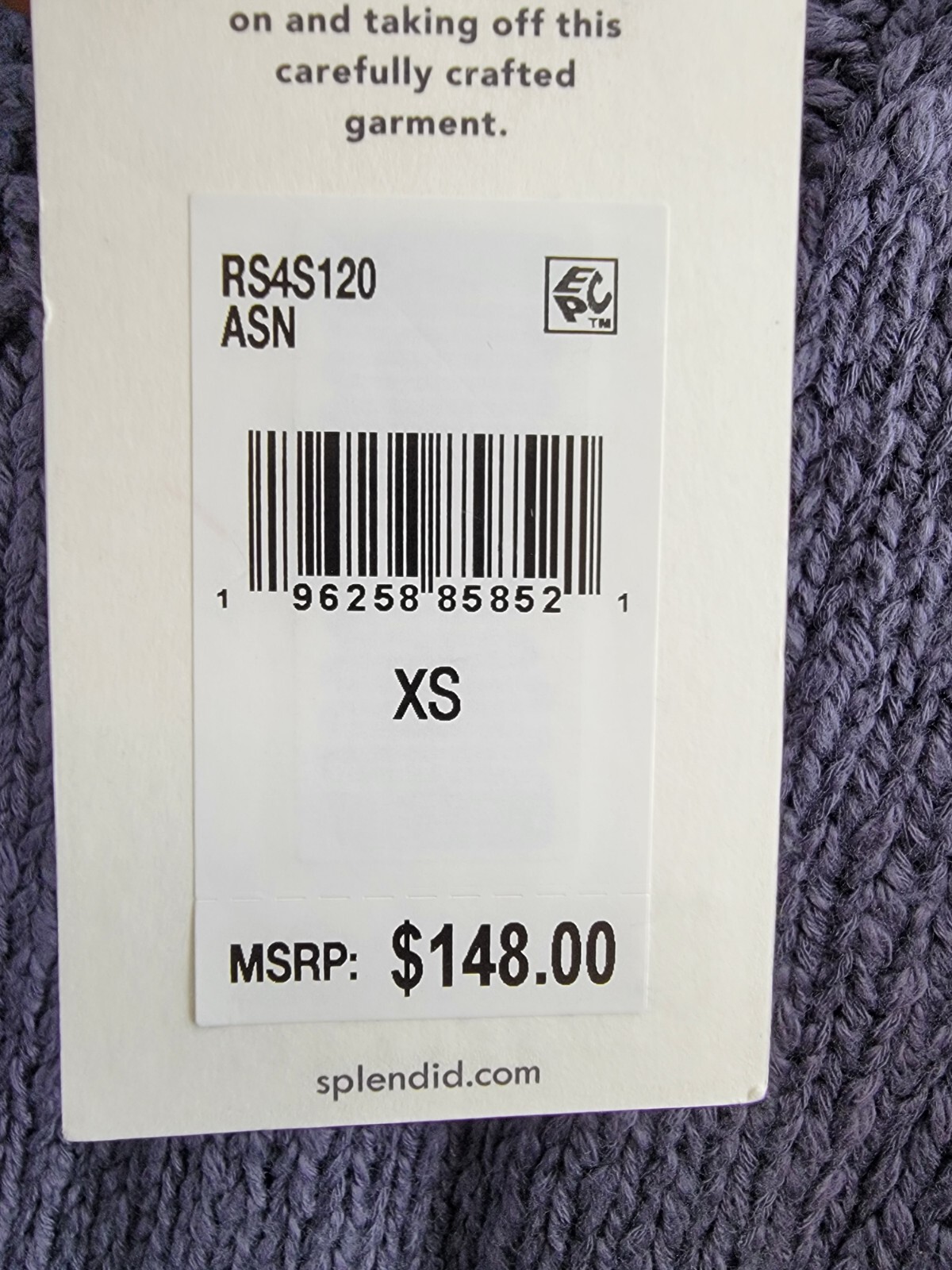 Splendid Mason Mixed Knit Ribbed Hem Sweater Women's XS Ash Navy Short Sleeve - Picture 16 of 16