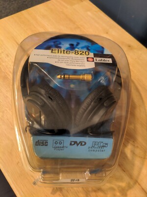 Labtec Model Elite 820 High Performance Headphones, New Sealed, Black 