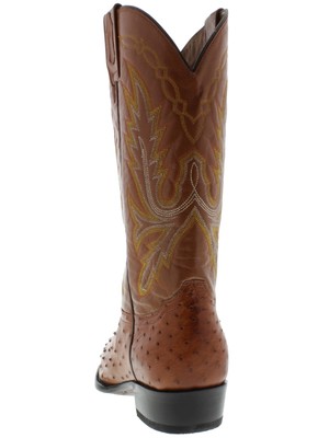 Pre-owned El Presidente Mens Cognac Real Ostrich Skin Leather Western Cowboy Boots J Toe In Brown