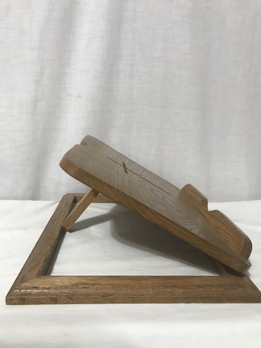 Beautiful Oak Folding Adjustable Bible Stand With Cross
