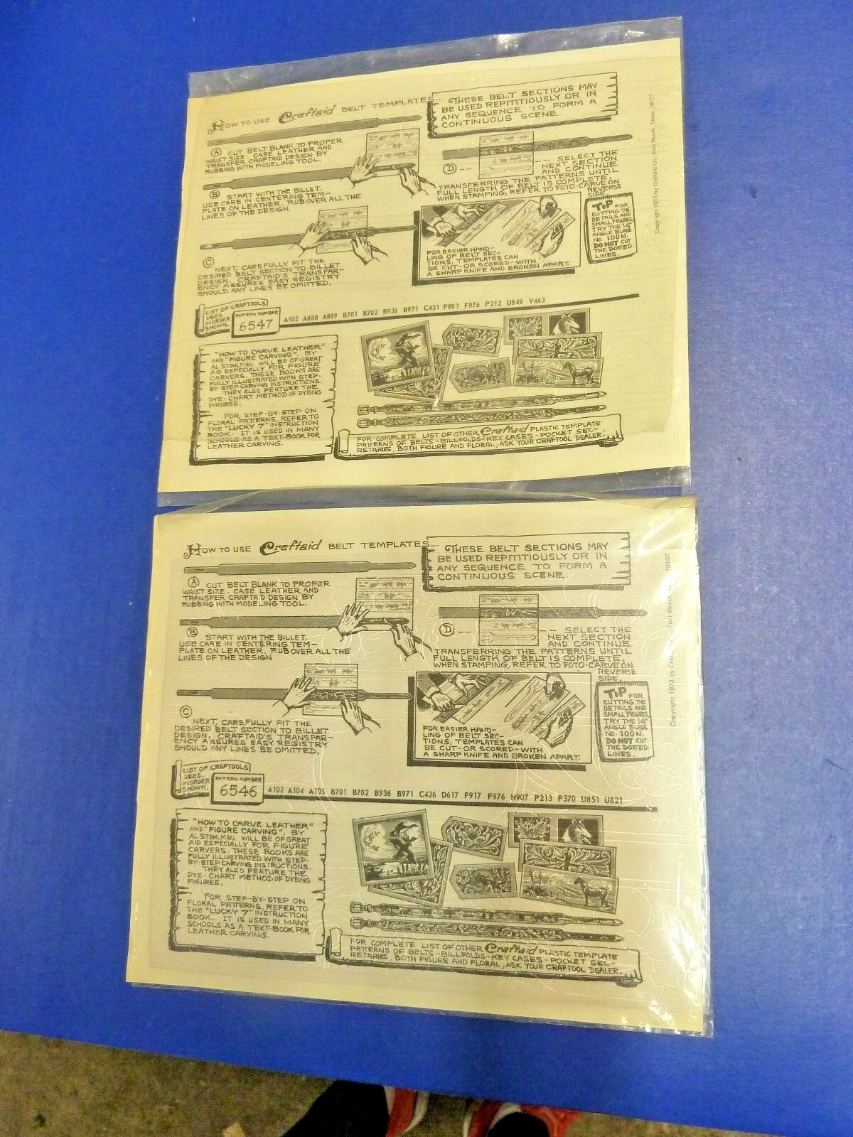 VINTAGE NOS LOT 2 CRAFTAID Tooling Patterns for BELTS #6547 AND 6546 SCROLLS