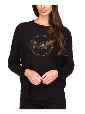 

MICHAEL MICHAEL KORS Женский черный топ с круглым вырезом и длинными рукавами