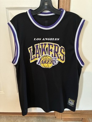 Los Angeles Lakers Men’s Large Black Sleeveless Mesh Jersey Shirt Embroidered