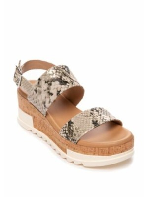 

STEVE MADDEN Женские серые сандалии на платформе 1 со змеиным принтом Brenda на танкетке 9,5, Серый, BREN02S1