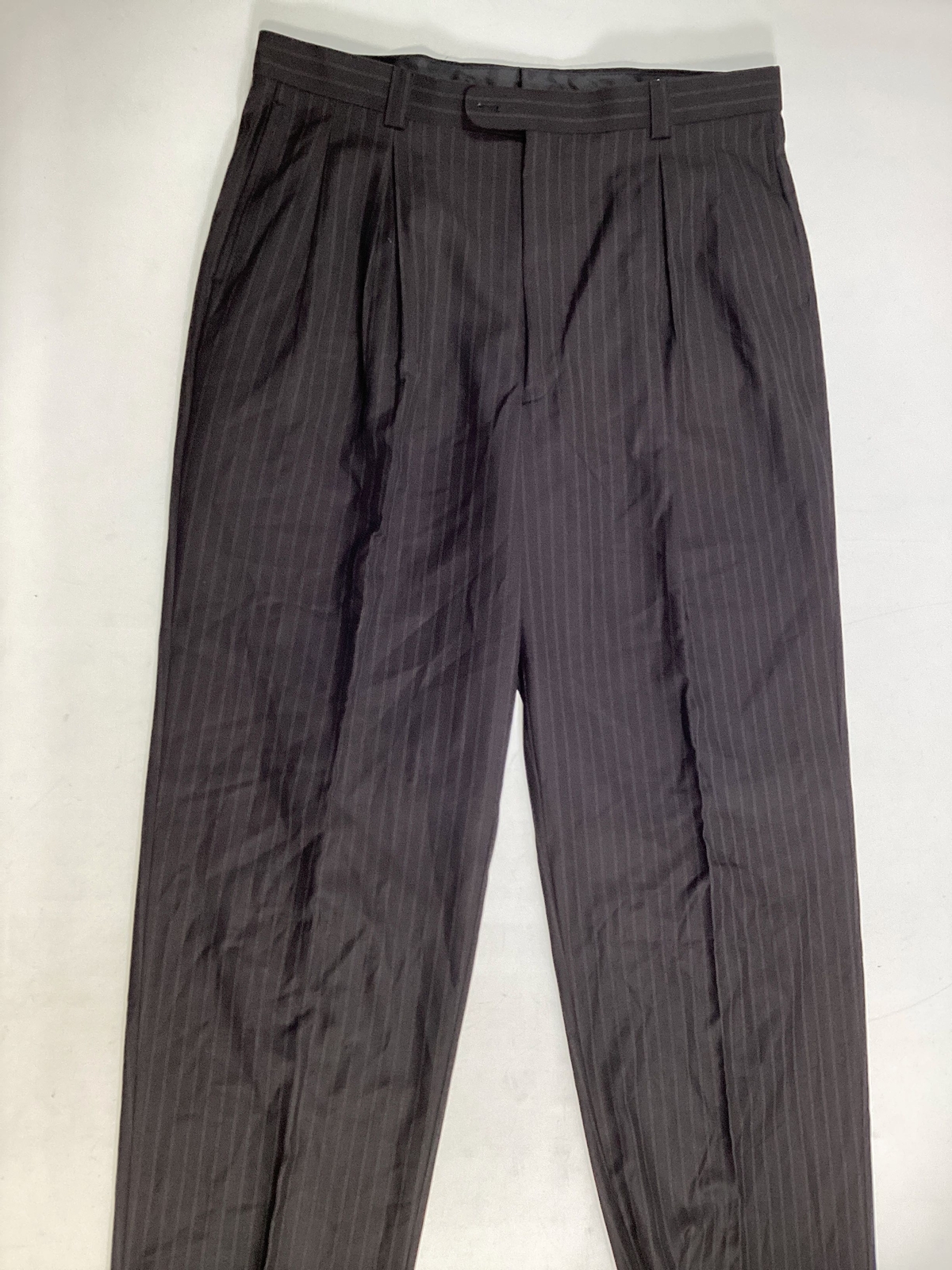 Mens Vanetti Black Striped Dress Pants Size 38W Pleated NEW