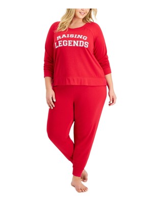 

FAMILY PJs Womens Raising Legends Красная футболка Топ Брюки с манжетами Пижама Plus, Красный