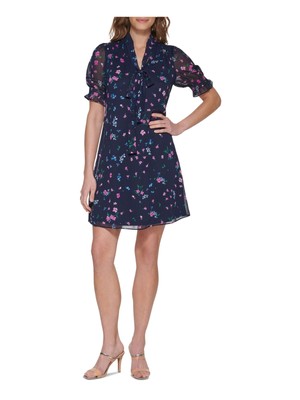 

DKNY Женское темно-синее платье длиной выше колена с короткими рукавами для работы, платье прямого кроя Petites, Navy