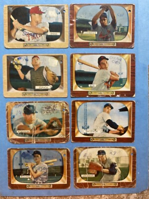 1955 Bowman Baseball Lot Of 8 Poor Condition Lawrence, Robinson, Rice, Lockman