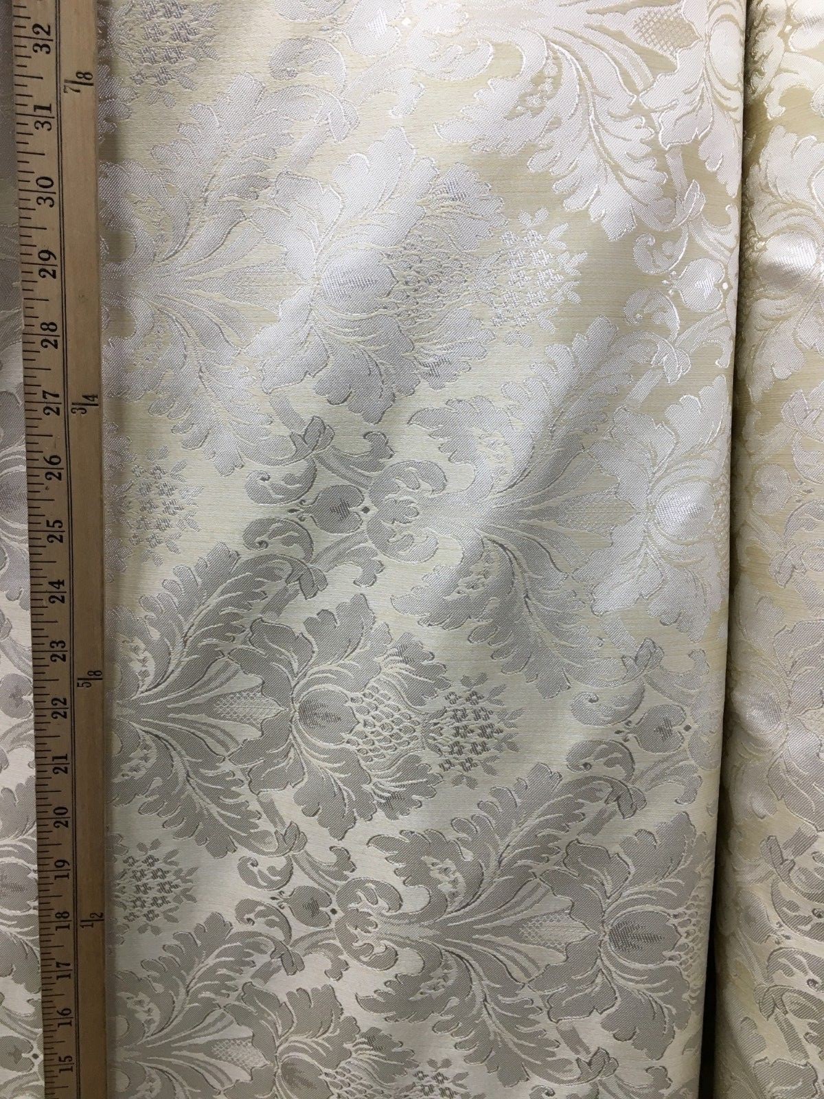 IVORY Damask Jacquard Brocade Flower Floral Fabric (110 in.) Sold By The Yard