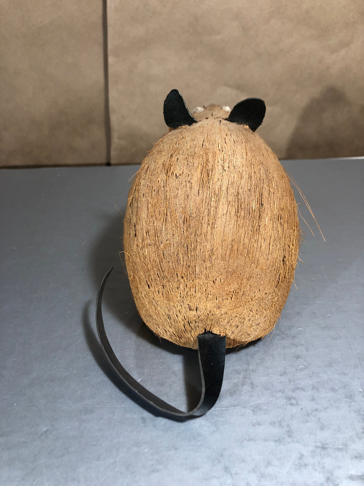 Vintage Handmade Carved Coconut Mouse Rat Strange Cute Weird Funny